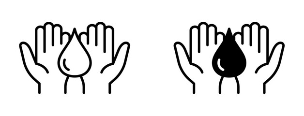 Fototapeta premium Water drop and hand icon