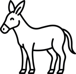 donkey outline icon on white background