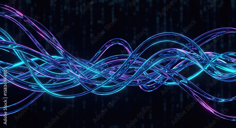 Poster futuristic abstract digital data network with glowing neon lines – technology background
