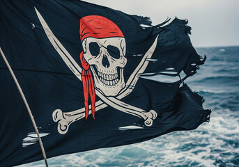 Fototapeta premium drapeau pirate, en gros plan