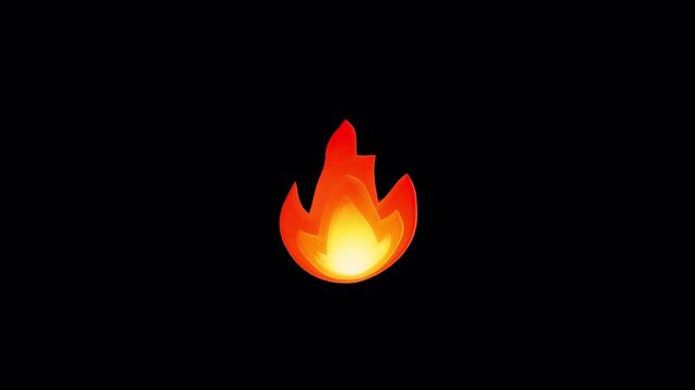 Fire Emoji Animated on Alpha channel, transparent background. Loop animation. 3D