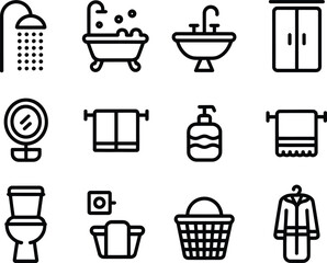 Black and White Bedroom and Home Furniture Icons