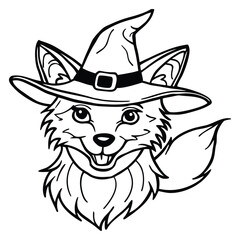 Cute fox Halloween silhouettes and icons. Black flat color simple elegant fox animal outline vector and illustration.
