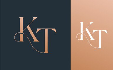 Initial letter KT TK logo design vector illustration for couple, wedding, and business