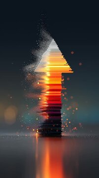 Futuristic Disintegrating Upward Arrow with Light Particles
