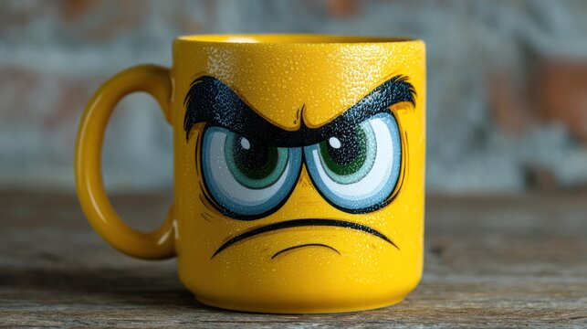 HumorousNo Talk Before Coffee mug with grumpy morning dad (vibrant yellow)