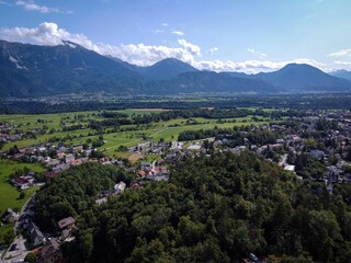 Aerial view of Bled city by summer, Slovenia