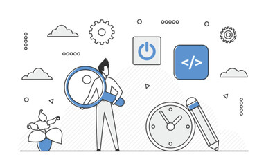 Effective time management and scheduled activities. Planning process and organized program vector monocolor illustration