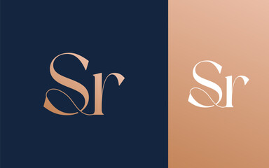 Initial letter SR RS logo design vector illustration for couple, wedding, and business