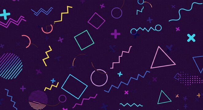 Colorful Geometric Pattern on Dark Background for Modern Design and Digital Art