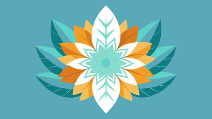 Fototapeta premium Teal Orange White Layered Feather Flower Vector Graphic