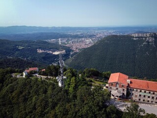 Sveta Gora, or Holy Mount, monastery aerial view near Nova Gorica, Slovenia