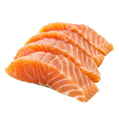 Salmon sashimi slices isolated on transparent background  
