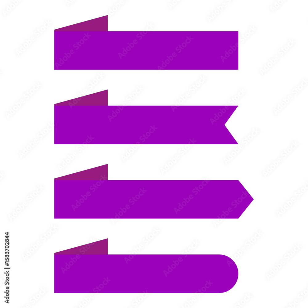 Aufkleber purple ribbon banner. flat shape vector. decorative frame element. empty message stripe.