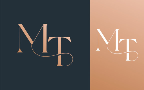 Initial letter MT TM logo design vector illustration for couple, wedding, and business