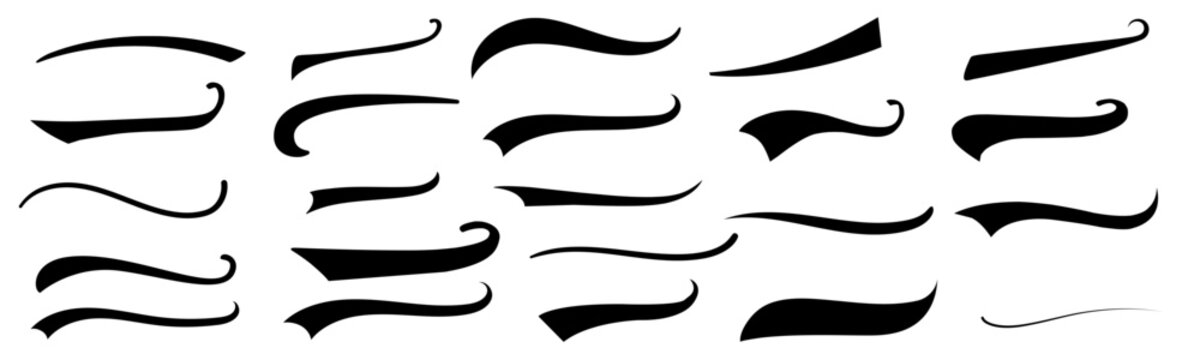 
Elegant text tails swoosh Vector, calligraphy swirls for logo design, decoration. Varied thickness, curvature. Simple to complex shapes. 