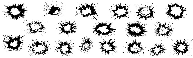 Explosive effect, dynamic explosion, energy filled vector silhouette. Perfect for comics, animations, designs. 