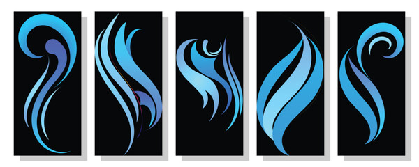 Fototapeta premium This image features flowing, stylized blue waves against a white background with set.