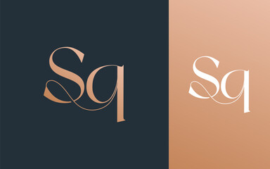 Initial letter SQ QS logo design vector illustration for couple, wedding, and business