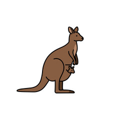 Fototapeta premium Kangaroo with Joey Pouch Icon