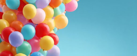The Vibrant Array of Colorful Balloons Against a Clear Blue Sky