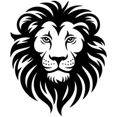 Illustration of a lion head in black and white