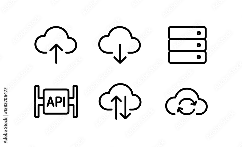 Poster cloud computing symbols in minimal design for data and network solutions