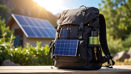 Solar-powered backpack outdoors