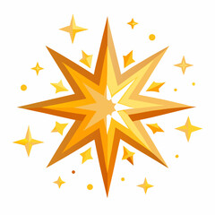 Obraz premium Bright golden starburst explosion with sparkling stars isolated on white background