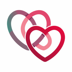 Obraz premium Three interlocking hearts in shades of pink and purple isolated on white background