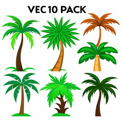 Obraz premium Collection of six stylized palm trees isolated on white background