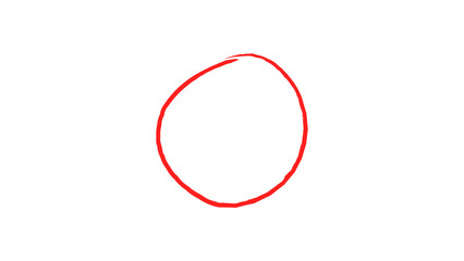 Hand drawn red circle outline isolated on a transparent background for emphasis or marking isolated on transparent background
