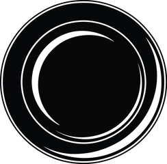 Abstract black and white swirling circular design with clean edges