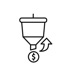 Obraz premium Marketing icon. Conversion Rate Optimization. Marketing funnel arrow rising. Branding, strategy, digital. outline design style.