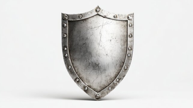 The metallic shield standing boldly on a minimalistic studio background. - Powered by Adobe