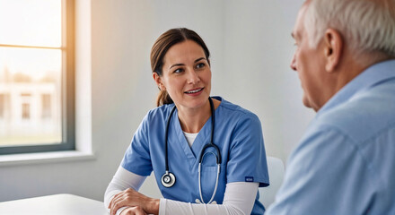 Doctor Consulting with Senior Patient in Medical Office