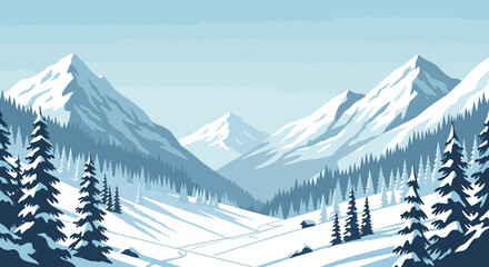 Snowy mountain landscape winter vacation