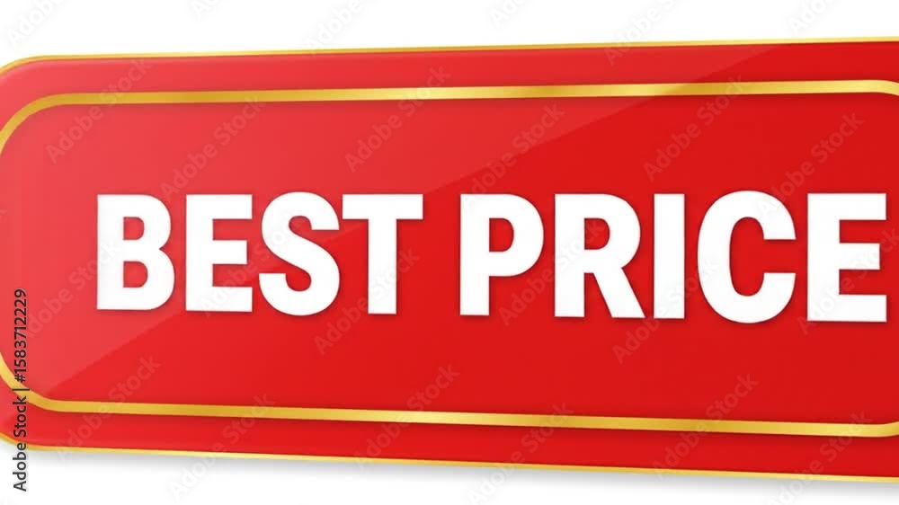 Poster best price text animation with red glossy button on white background