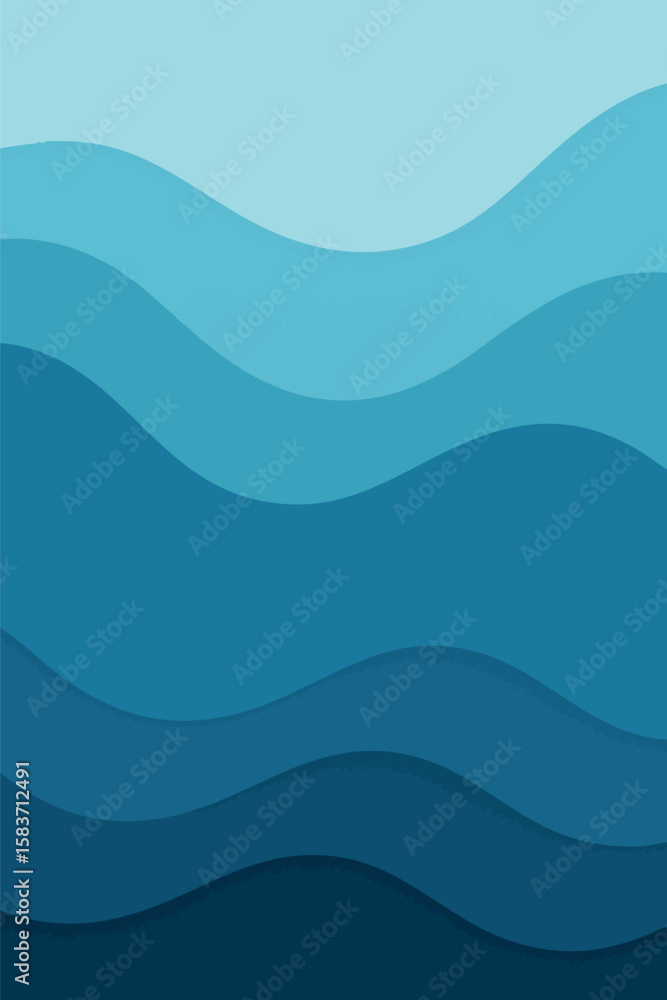 Aufkleber flat vector abstract background with wave-like layers and cool blue palette