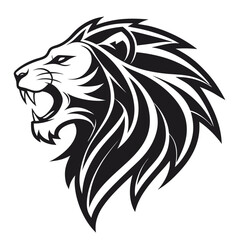 Obraz premium lion head logo icon in bold black vector style