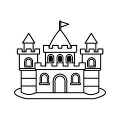 Fototapeta premium Castle with a Moat and Flag Coloring Page