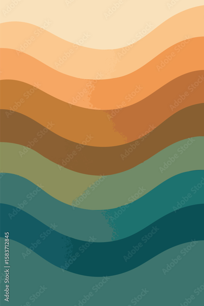 Aufkleber flat vector abstract soft waves and gradient blends in nature-inspired palette