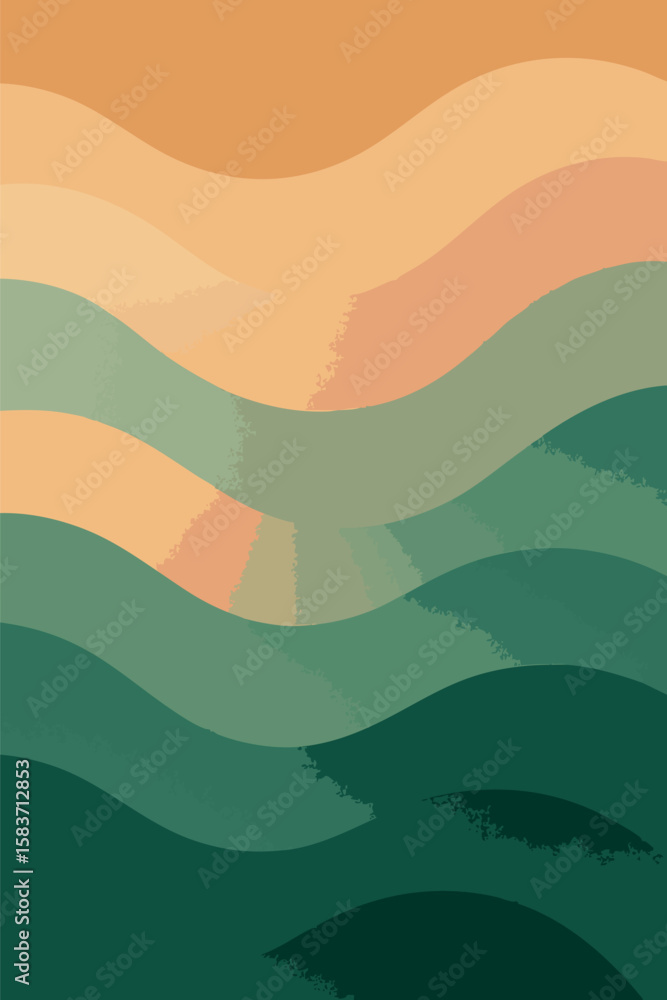 Aufkleber flat vector abstract soft waves and gradient blends in nature-inspired palette