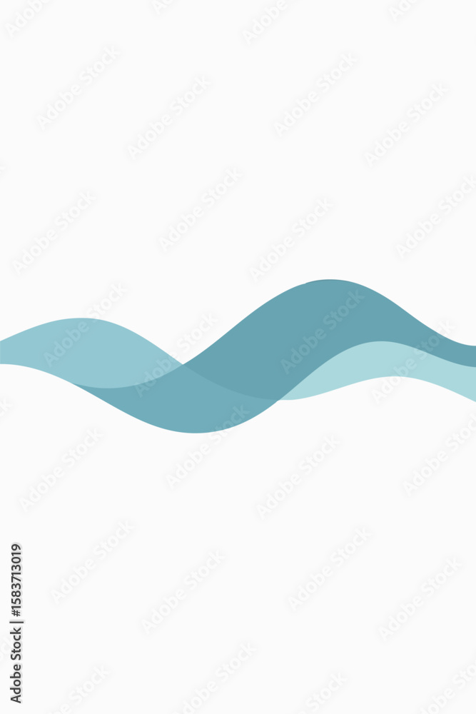 Poster flat vector abstract wavy line on white background in only 2 calm hues