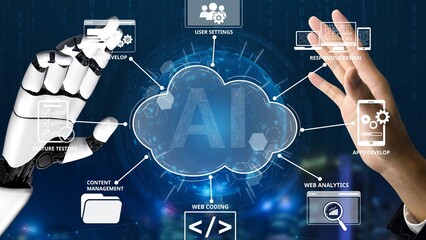 Cloud computing, cloud strategy, and cloud technology transforming digital infrastructure with...