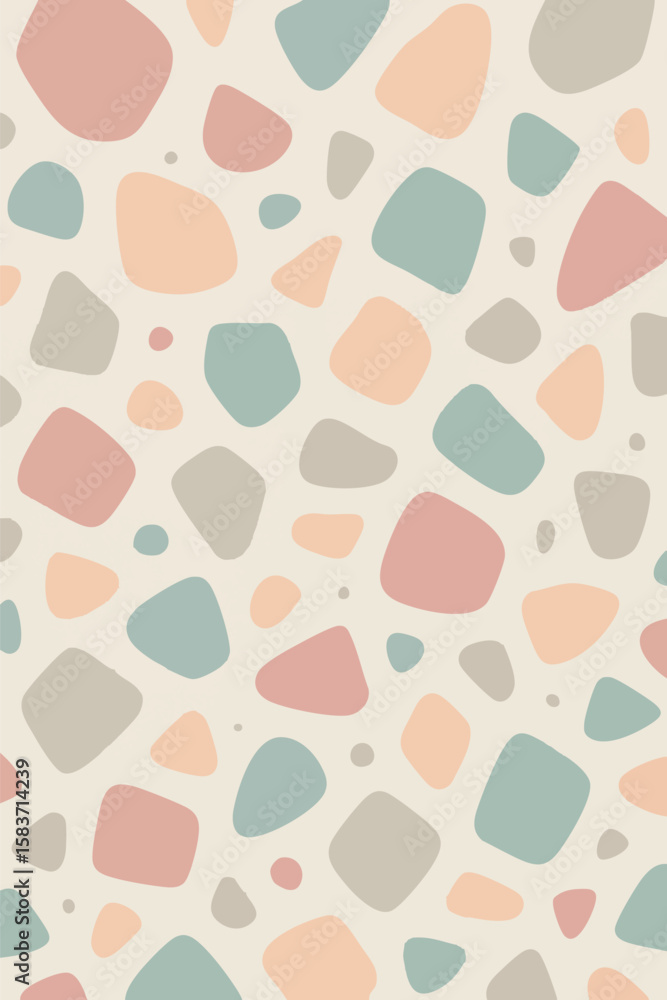 Aufkleber flat vector minimal terrazzo pattern in soft stone-like flat shapes and pastel palette