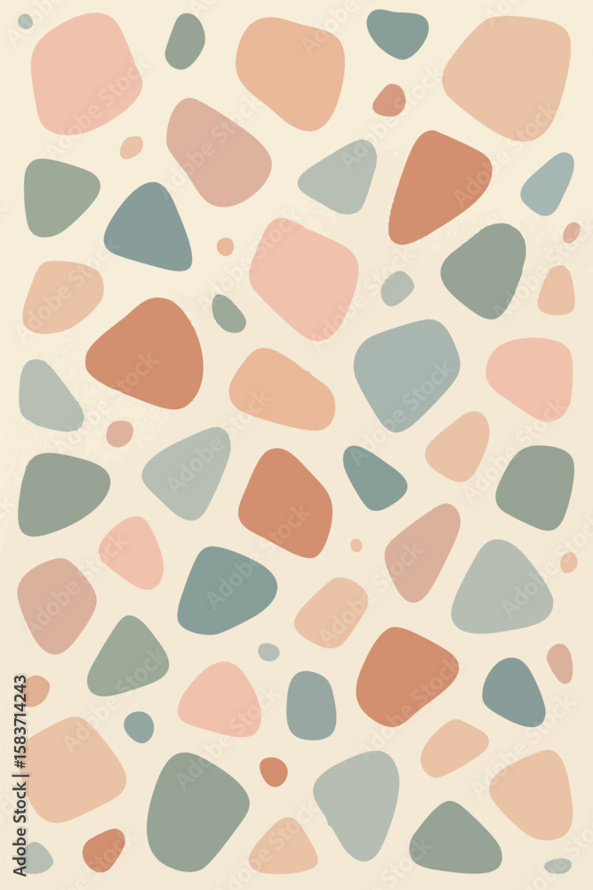 Aufkleber flat vector minimal terrazzo pattern in soft stone-like flat shapes and pastel palette