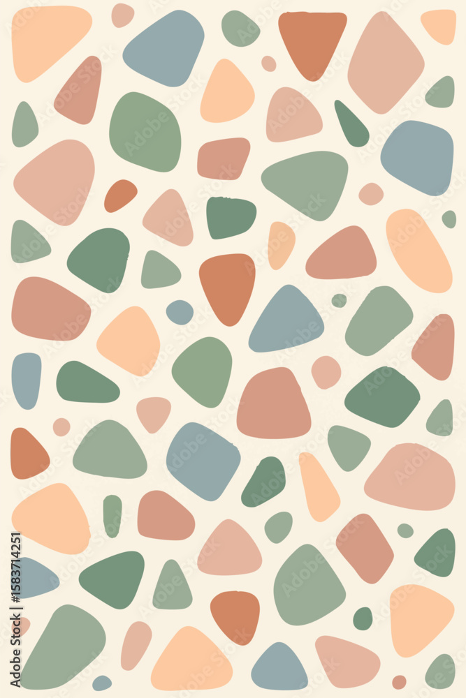 Aufkleber flat vector minimal terrazzo pattern in soft stone-like flat shapes and pastel palette