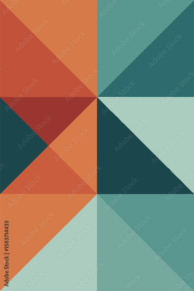 Poster flat vector minimalist geometric composition with two-tone triangles and clean angles