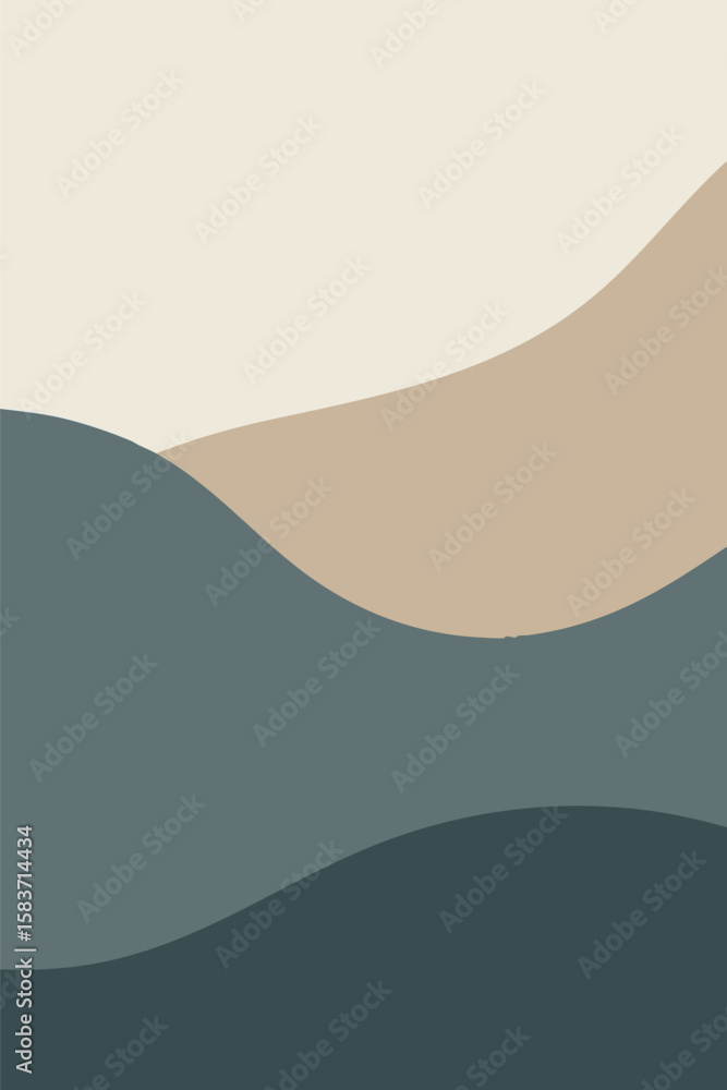 Aufkleber flat vector minimalist layout of 3 layered shapes with clean lines and muted tones